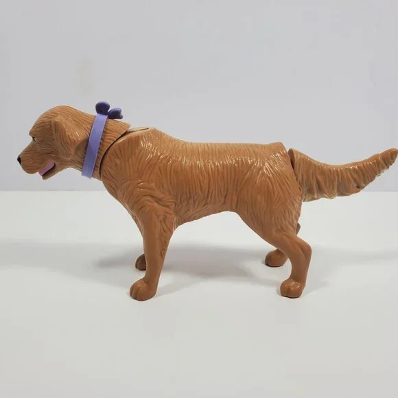 Barbie Golden Retriever Dog 7" With Purple Bow Yellow Brown - Picture 9 of 16